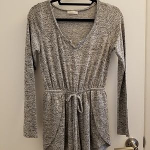 Gray Long Sleeve Knit Romper